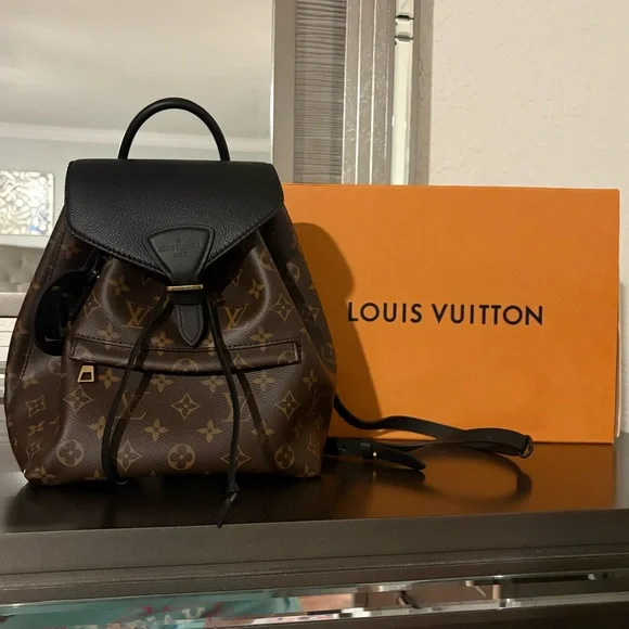 LOUIS VUITTON
Montsouris NM Monogram Canvas Leather Backpack Black - Picture 2 of 10
